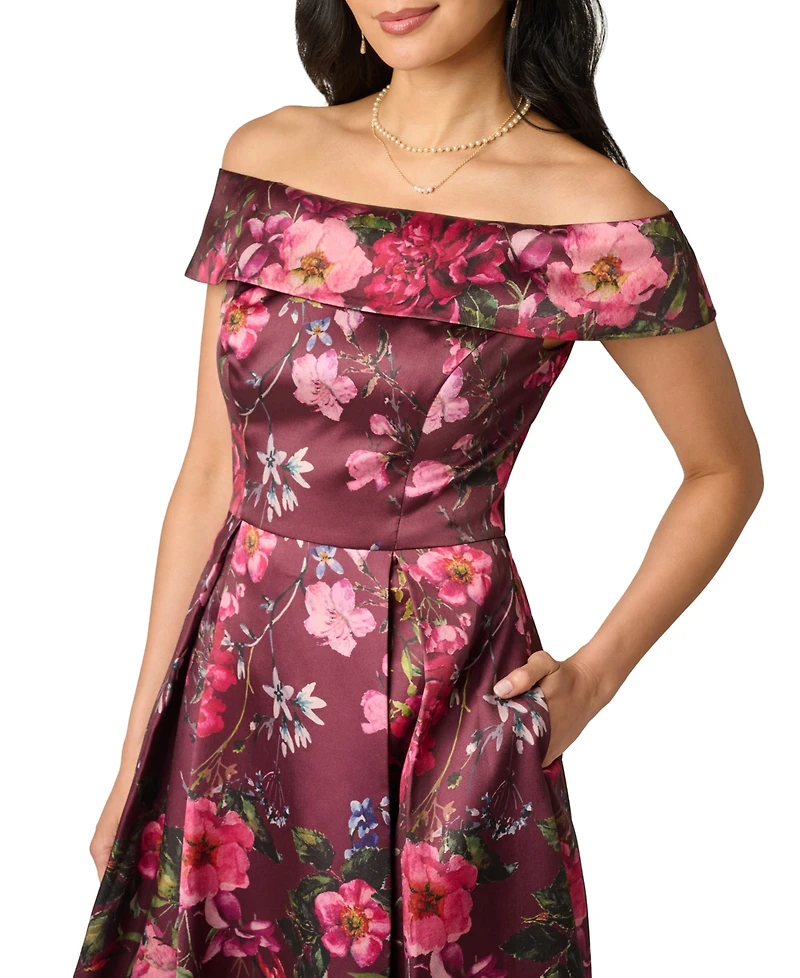 Adrianna Papell Women's Off-the-Shoulder Printed Dress