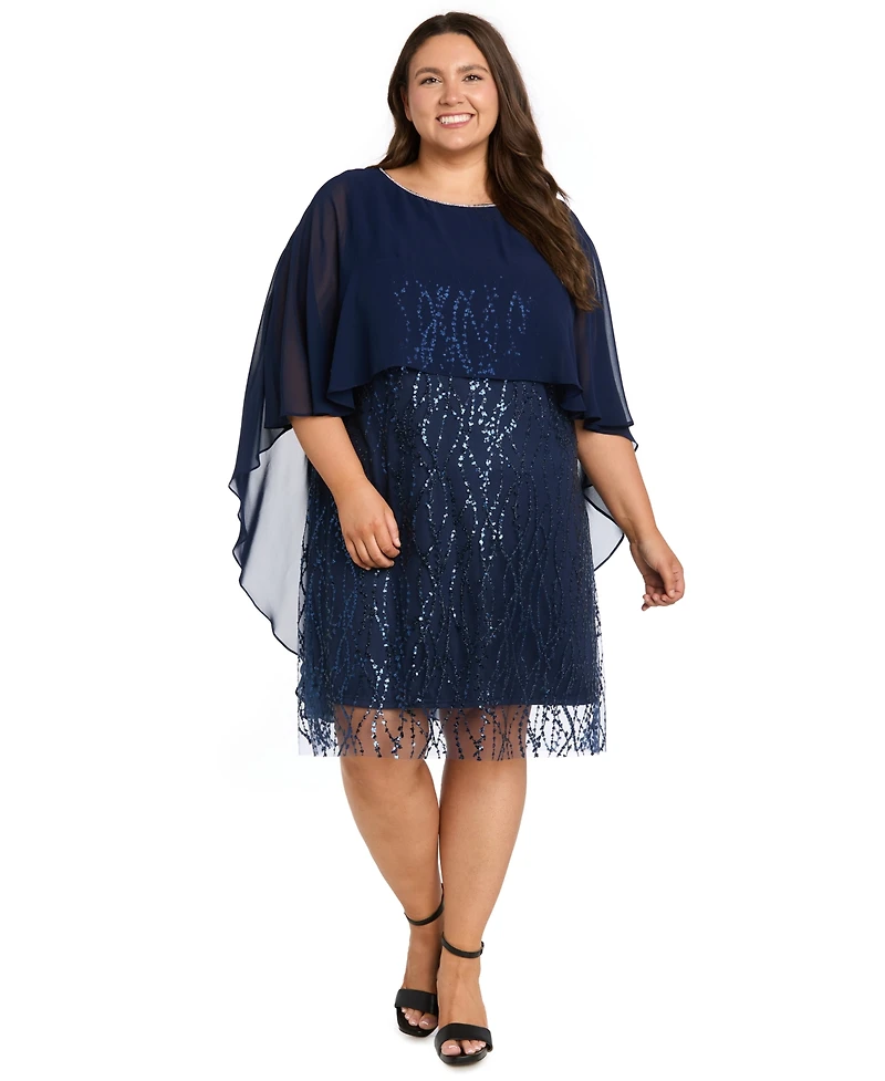 R & M Richards Plus Scoop Neck Beaded Sheath Dress
