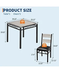 homfan Modern Dining Table Set for 2/4 - Space Saving Small Kitchen Table with Upholstered Chairs