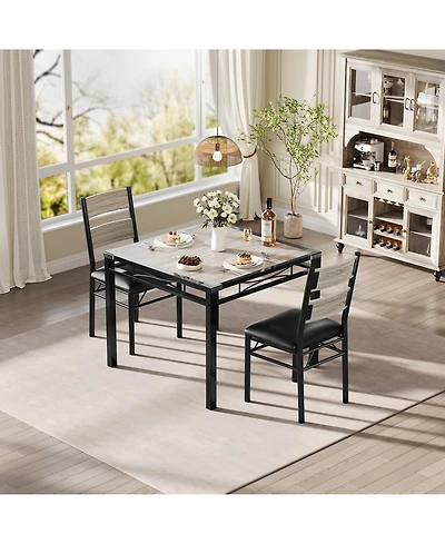 homfan Modern Dining Table Set for 2/4 - Space Saving Small Kitchen Table with Upholstered Chairs