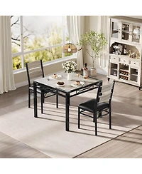 homfan Modern Dining Table Set for 2/4 - Space Saving Small Kitchen Table with Upholstered Chairs