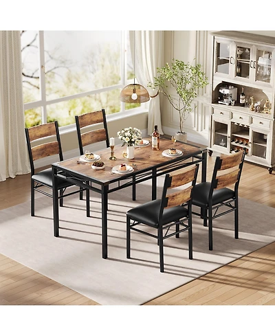 homfan Modern Dining Table Set for 2/4 - Space Saving Small Kitchen with Upholstered Chairs