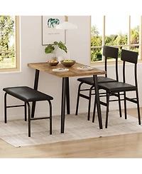 homfan Space Saving 4 Piece Dining Table Set for 4 Modern Kitchen and Dining Room Furniture Includes 2 Upholstered Chairs and Bench
