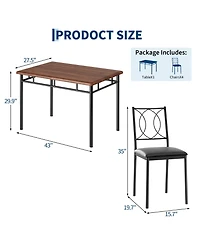 homfan Space-Saving 5-Piece Dining Table Set for 4 Farmhouse Style Wood with Upholstered Chairs