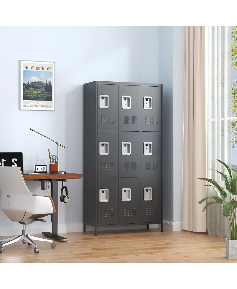 Streamdale Furniture 9-Door 72"H Metal Storage Locker Cabinet