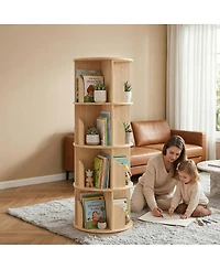 Streamdale Furniture 4-Tier Rotating Wooden Bookshelf, 360 Spinning Floor Display Shelf
