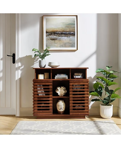 Streamdale Furniture 36.1" Farmhouse Sliding Door Sideboard Buffet and Tv Media Console
