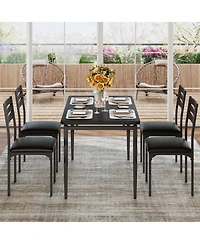homfan Dining Table Set of 5, Wooden Kitchen with Spiral Metal Legs and Cushioned Chairs