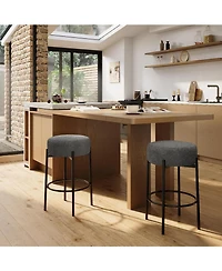 gaomon 24" Round Barstools Set 4/6 Sherpa Soft Seat Counter Height Metal Legs