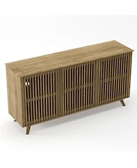 Streamdale Furniture 58.86" Solid Pine Mid-Century Modern Tv Stand with Adjustable Shelf