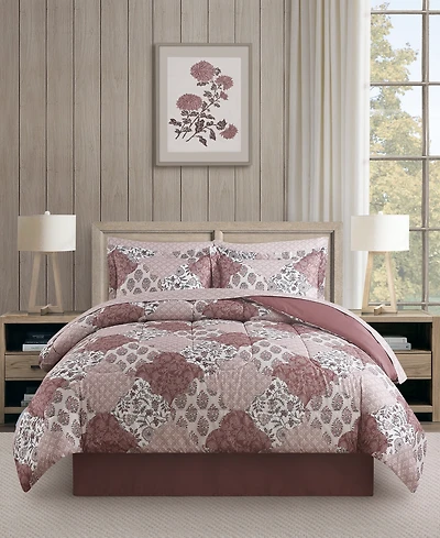 Kayla Patchwork 8-Piece Reversible Printed Microfiber Comforter Sets