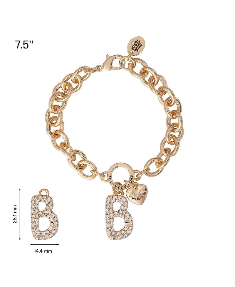 Juicy Couture 7.5 inch Pave Initial Charm Bracelet