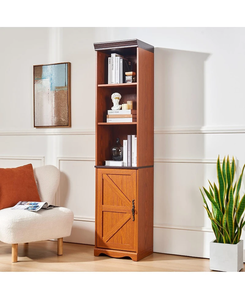 Streamdale Furniture 70.86" Tall Free-Standing 5-Shelf Wood Storage Cabinet and Bookcase