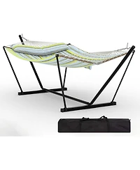 gaomon 2 Person Outdoor Hammock with Stand, Heavy Duty Portable Double Hammock with Balance Rope, Max 450 Lbs Capacity for Patio, Backyard