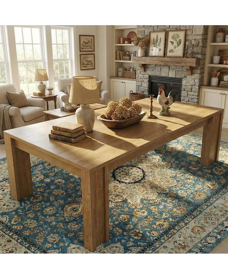 gaomon 63" Rectangular Dining Table for 4-6, Farmhouse Large Kitchen Table, Sturdy Frame, 4 Triangular Stable Legs, Thickened Tabletop