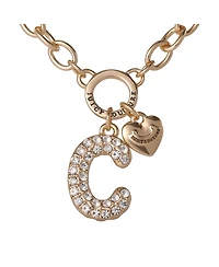 Juicy Couture Bubble Letter Necklace for Women with Clear Stones 18"+2