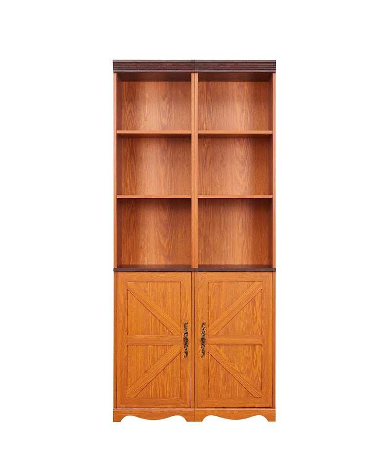 Streamdale Furniture Farmhouse Tall Storage Cabinet with Adjustable Shelves and Barn Door