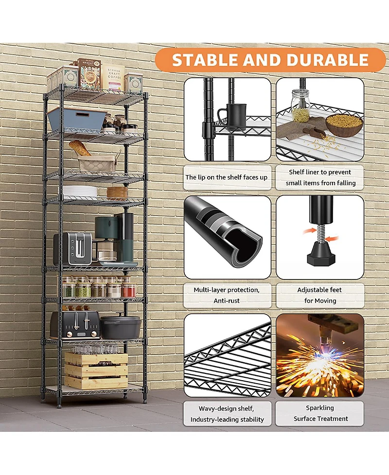 Streamdale Furniture 8-Tier 2000 lbs Heavy Duty Metal Wire Storage Shelving Unit