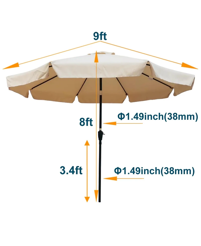Yiortwo 10 Feet Patio Umbrella With Crank Lift And Push Button Tilt For Outdoor Dining