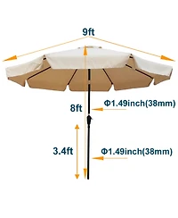 Yiortwo 10 Feet Patio Umbrella With Crank Lift And Push Button Tilt For Outdoor Dining