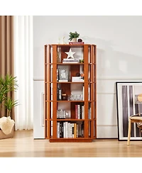 Streamdale Furniture 5-Tier Wooden Oval Open Bookshelf with Mdf Grid Frame