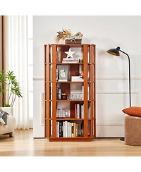 Streamdale Furniture 5-Tier Wooden Oval Open Bookshelf with Mdf Grid Frame