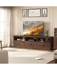 gaomon 70inch Tv Stand for TVs up to 80", Mid Century Modern Entertainment Center with Storage Drawer and Open Shelves