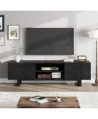 gaomon Modern Tv Stand for 65/75/80Inch Tv,70" Entertainment Center with 2 Drawers, Open Shelves, Heavy Duty Wooden Media Console with Metal Legs