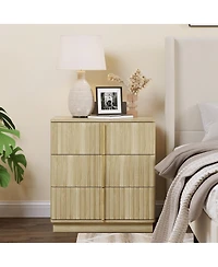 Streamdale Furniture 25.39" Vertical Stripe Vintage 3-Drawer Nightstand Retro Cabinet