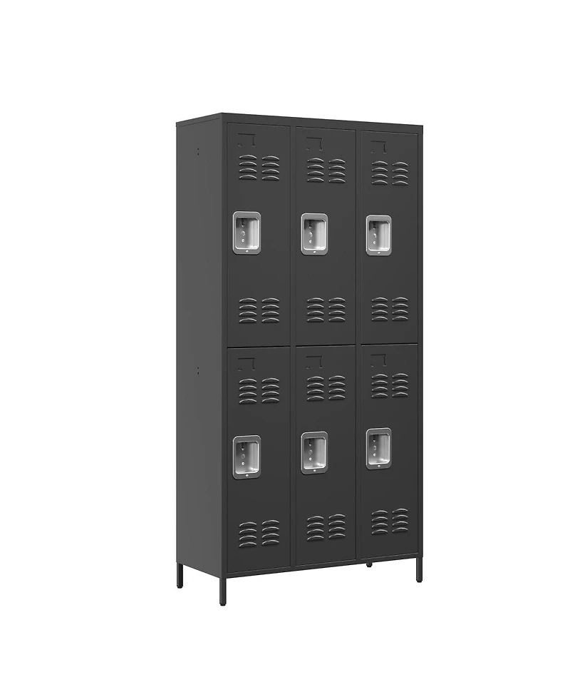 Streamdale Furniture 6-Door 72"H Metal Storage Locker for Office, Gym, and Home