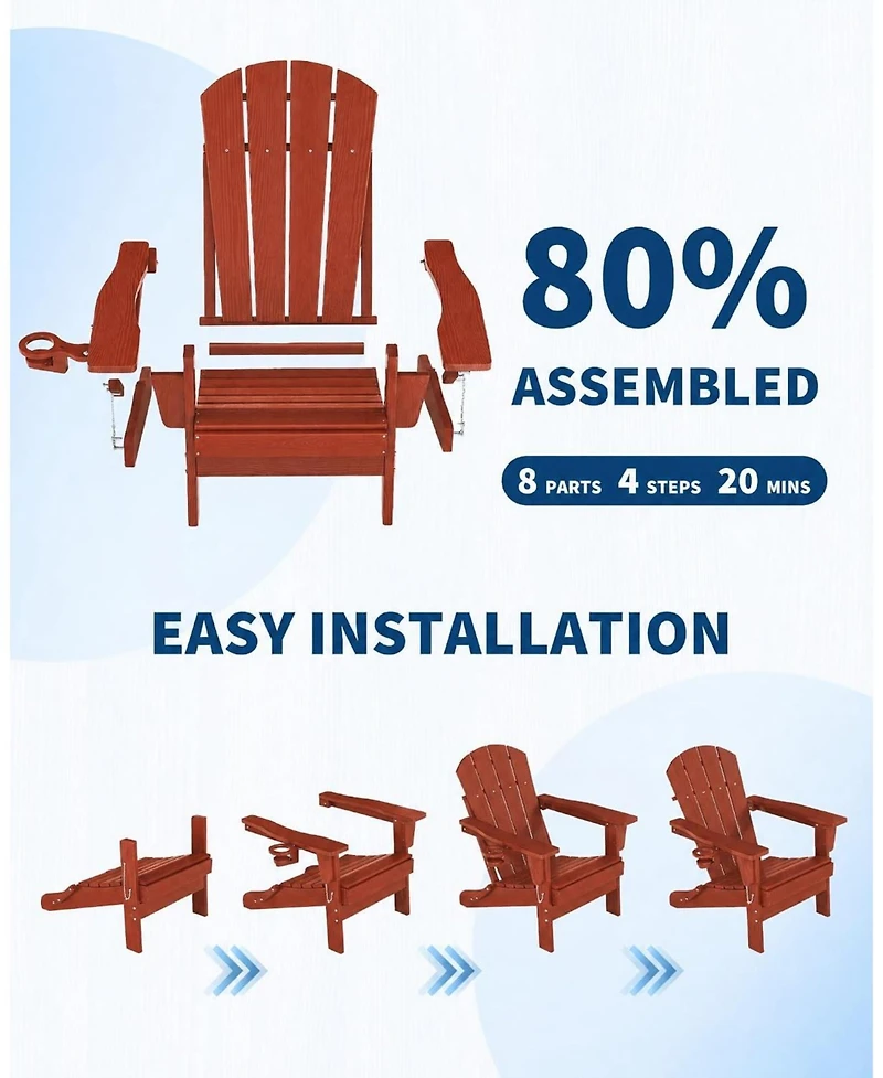 gaomon Hdpe Outdoor Patio Chair, Folding Adirondack Chair Set of 2 for patios, Decks, Gardens, fire Pit