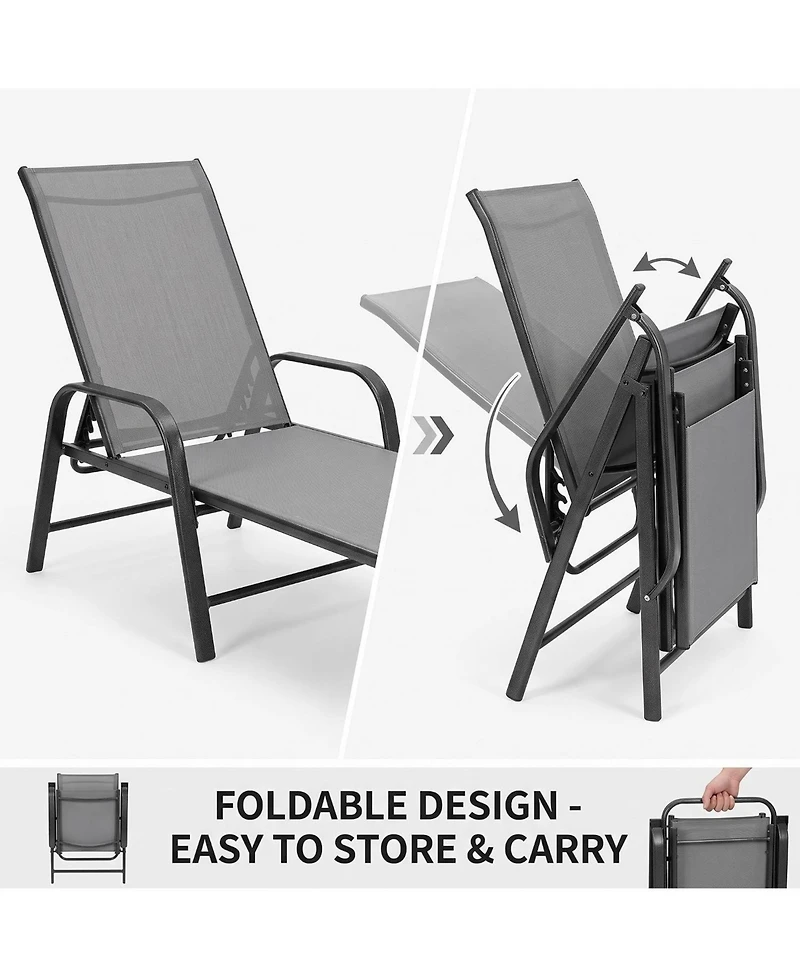 gaomon Textilene Chaise Lounge Chairs Set of 2 - Adjustable Patio Reclining Chairs with Steel Frame for Poolside and Garden