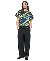 Dkny Women's Barrel-Leg Sanded Twill Mid-Rise Pants