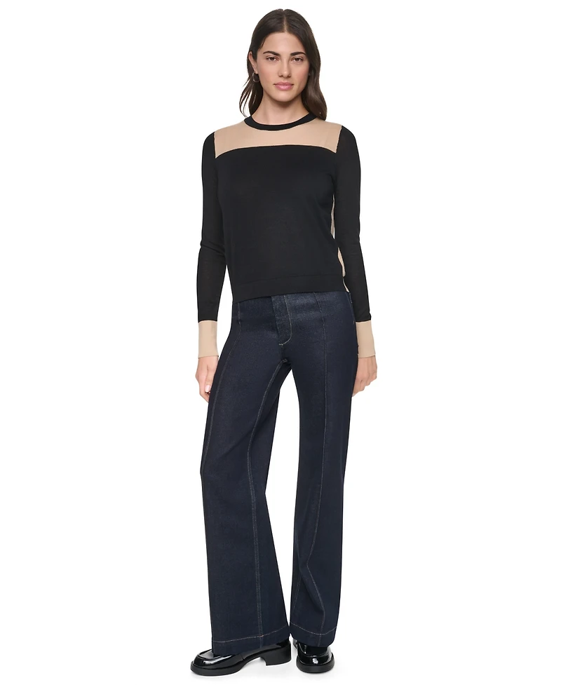 Dkny Women's Crewneck Long-Sleeve Ultralight Cotton Sweater