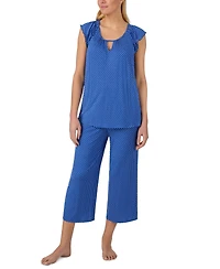Ellen Tracy Women's Scoop Neck Top & Cropped Pajama Pants, 2-Piece Set