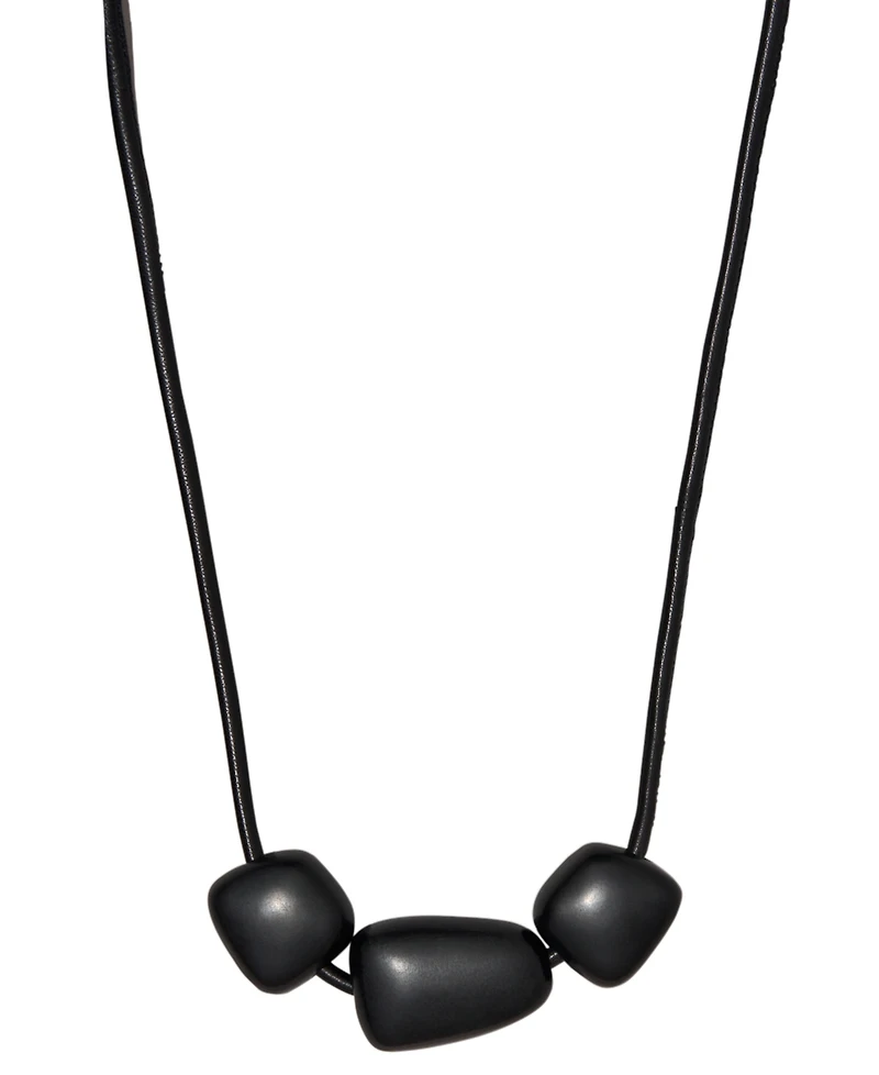 Donna Karan New York Black-Tone Matte Beaded Resin Frontal Necklace