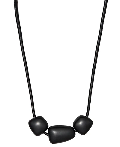 Donna Karan New York Black-Tone Matte Beaded Resin Frontal Necklace