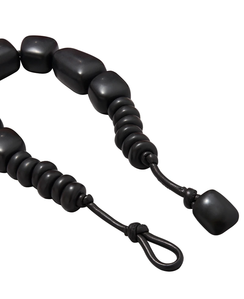 Donna Karan New York Black-Tone Resin Leather Collar Necklace