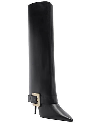 Arezzo Women's Kenny Mid Stiletto Buckle Dress Boots