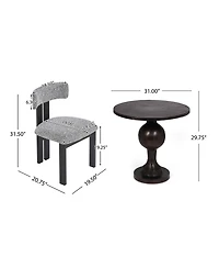 Boyel Living 3-Piece Round Dining Set, Upholstered Chairs with Metal Legs, Modern Kitchen Table for 2