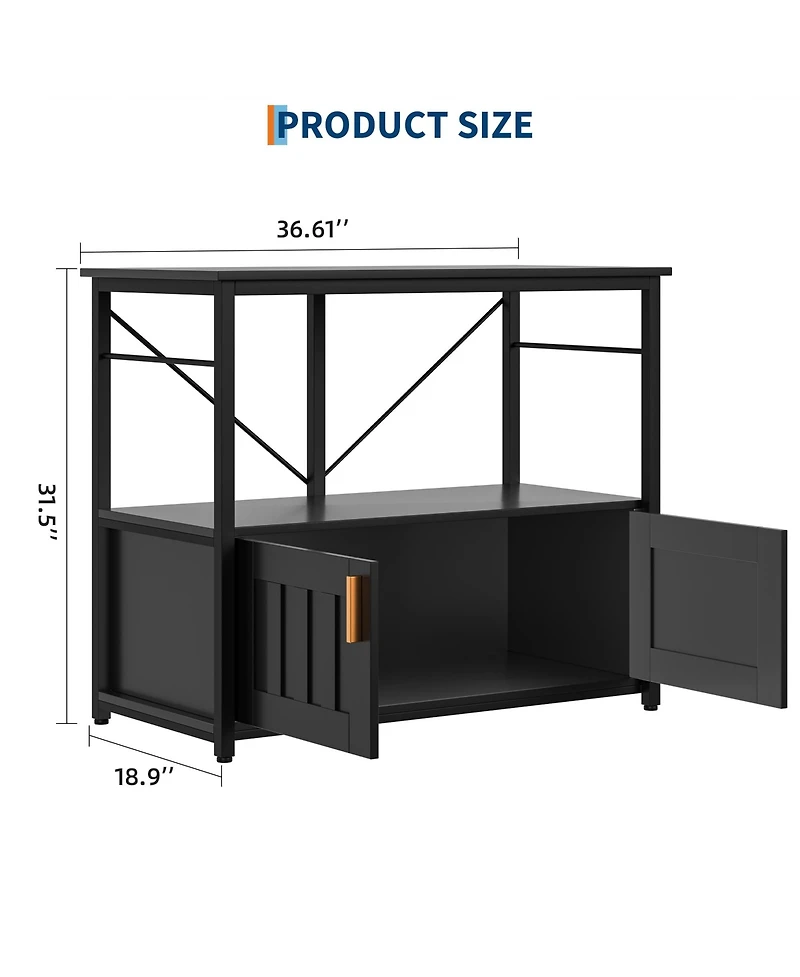 homfan Aquarium Stand for 40-50 Gallon Tanks – Modern Metal and Wood Storage Shelf Double-Tier Organizer Holds 660lbs Adjustable Leveling Feet