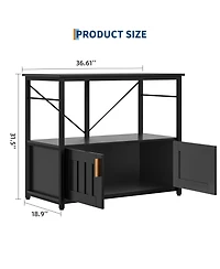 homfan Aquarium Stand for 40-50 Gallon Tanks – Modern Metal and Wood Storage Shelf Double-Tier Organizer Holds 660lbs Adjustable Leveling Feet