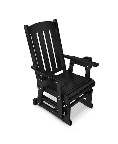 Wooden Patio Glider for One Person, with High Back and Deep Contoured Seat, Solid Fir Wood, Heavy Duty 600 Lbs (Deep Brown, 1-Seater)