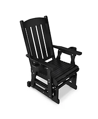 Wooden Patio Glider for One Person, with High Back and Deep Contoured Seat, Solid Fir Wood, Heavy Duty 600 Lbs (Deep Brown, 1-Seater)