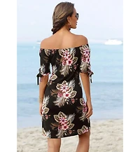 Lascana Women's Off Shoulder Tropical Print Dress