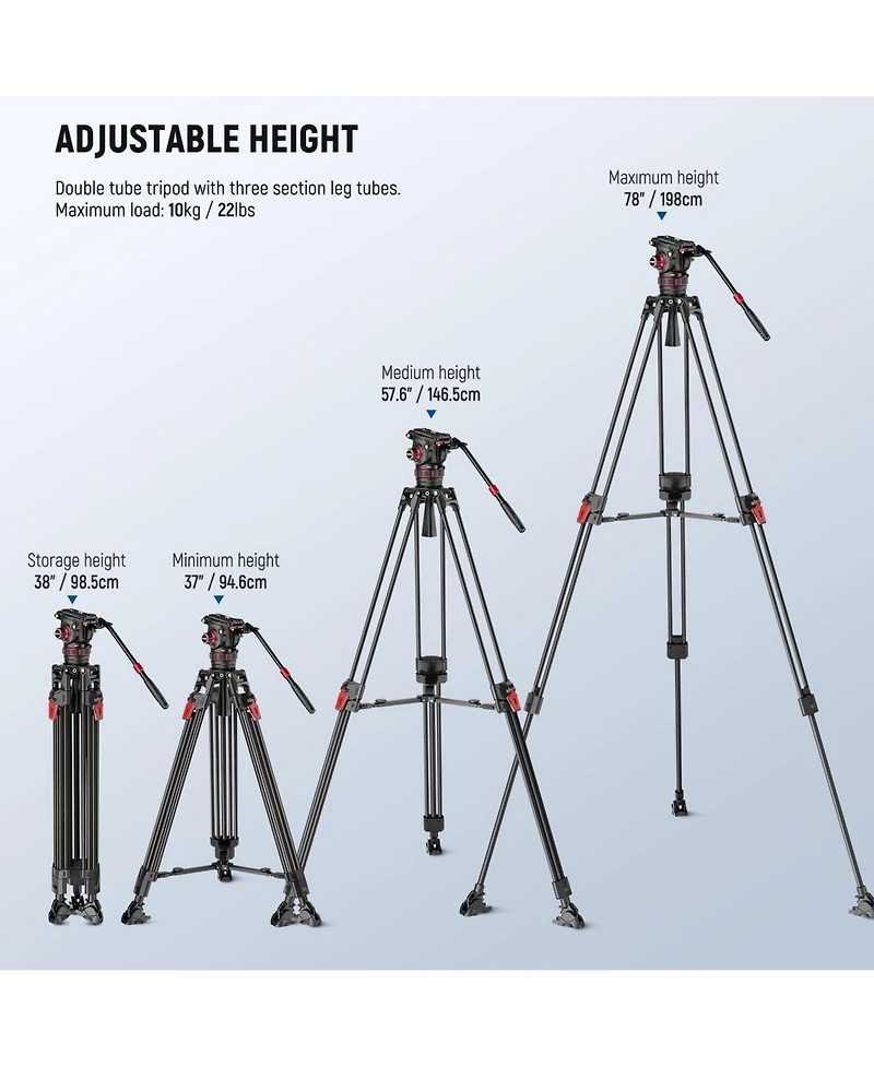 Neewer LL37 Camera Tripod with 22lb
