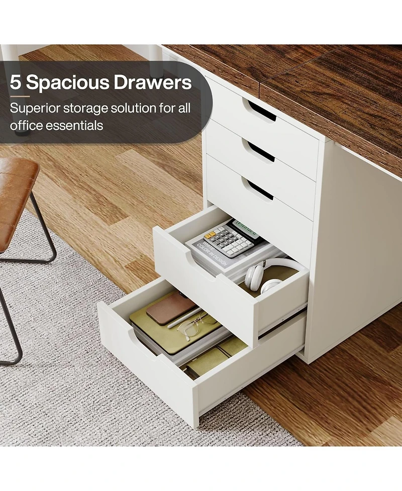 Tribesigns Two Person Computer Desk with 5 Drawers: 78.7" extra long double desk. Modern workstation for home office