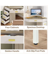 Tribesigns Corner Desk,Triangle Computer Desk,90-Degree Writing Desk Pc Table Makeup Vanity Desk with Storage for Home Office,Living Room