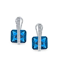 Bling Jewelry Art Deco Style Square Cubic Zirconia Rectangle Emerald Cut Cz Drop Earrings Rhodium Plated Omega Back