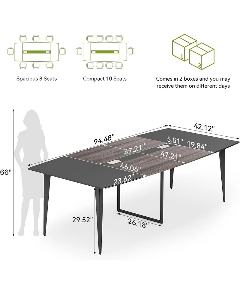 Tribesigns 8Feet Conference Room Table, Boat Shaped Meeting Table